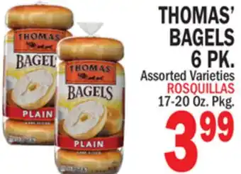 Bravo Supermarkets THOMAS' BAGELS 6 PK offer