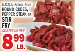 Bravo Supermarkets U.S.D.A. SELECT BEEF ROUND CUBES, PEPPER STEAK OR STIR FRY offer