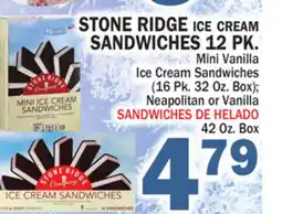 Bravo Supermarkets STONE RIDGE ICE CREAM SANDWICHES 12 PK offer