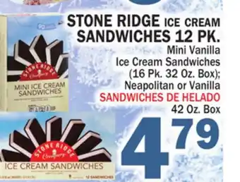 Bravo Supermarkets STONE RIDGE ICE CREAM SANDWICHES 12 PK offer