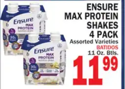 Bravo Supermarkets ENSURE MAX PROTEIN SHAKES 4 PACK offer