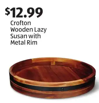 Aldi Crofton Wooden Lazy Susan with Metal Rim offer