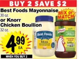 Superior Grocers Best Foods Mayonnaise 30 oz. or Knorr Chicken Boullion 32 oz offer