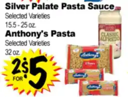 Superior Grocers Silver Palate Pasta Sauce 15.5 - 25 oz., Anthony's Pasta 32 oz offer