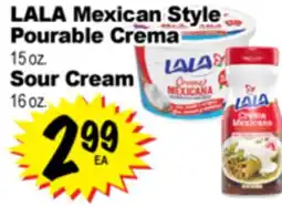 Superior Grocers LALA Mexican Style Pourable Crema 15 oz., Sour Cream 16 oz offer