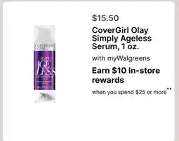 Walgreens CoverGirl Olay Simply Ageless Serum 1 oz offer