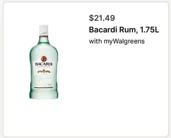 Walgreens Bacardi Rum, 1.75L offer