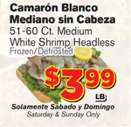 El Super Fresh 51-60 Ct. Medium White Shrimp Headless offer