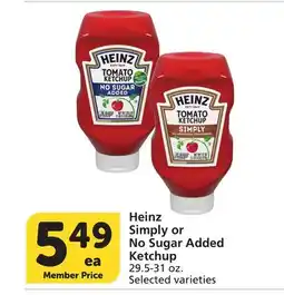 Vons Heinz Simply or No Sugar Added Ketchup offer