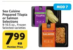 Vons Sea Cuisine Prepared Tilapia or Salmon Selections offer