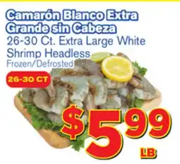 El Super Fresh 26-30 Ct. Extra Large White Shrimp Headless offer