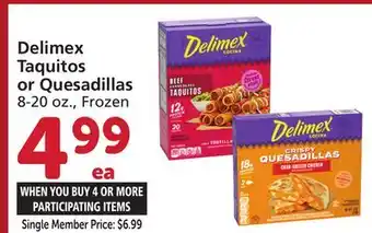 Vons Delimex Taquitos or Quesadillas offer