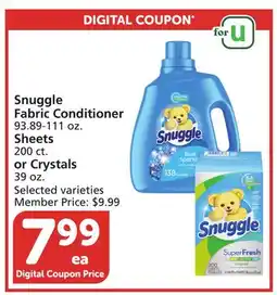 Vons Snuggle Fabric Conditioner 93.89-111 oz. Sheets 200 ct. or Crystals 39 oz offer