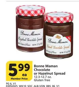 Vons Bonne Maman Chocolate or Hazelnut Spread offer