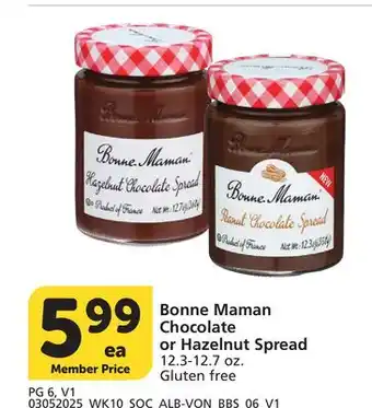 Vons Bonne Maman Chocolate or Hazelnut Spread offer