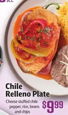 Vallarta Supermarkets Chile Relleno Plate offer