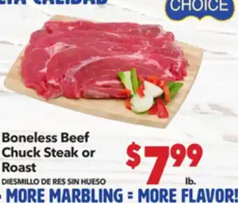 Vallarta Supermarkets Boneless Beef Chuck Steak or Roast / DIESMILLO DE RES SIN HUESO offer