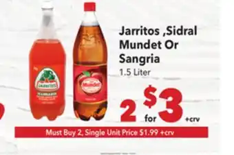 Vallarta Supermarkets Jarritos, Sidral Mundet Or Sangria offer