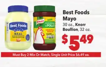 Vallarta Supermarkets Best Foods Mayo 30 oz. Knorr Boullion, 32 oz offer