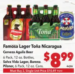 Vallarta Supermarkets Famosa Lager Toña Nicaragua / Cerveza Aguila Beer offer