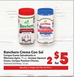 Vallarta Supermarkets Ranchero Crema Con Sal offer