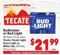 Vallarta Supermarkets Budweiser or Bud Light offer