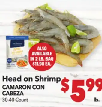 Vallarta Supermarkets Head on Shrimp / CAMARON CON CABEZA offer