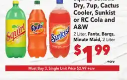 Vallarta Supermarkets Squirt, Canada Dry, 7up, Cactus Cooler, Sunkist or RC Cola and A&W offer