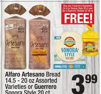 Super King Markets Alfaro Artesano Bread 14.5 - 20 oz Assorted Varieties or Guerrero Sonora Style 20 ct offer