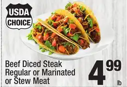 Super King Markets Beef Diced Steak Regular or Marinated or Stew Meat offer