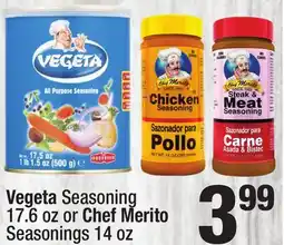 Super King Markets Vegeta Seasoning 17.6 oz or Chef Merito Seasonings 14 oz offer