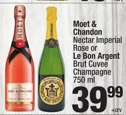 Super King Markets Moet & Chandon Nectar Imperial Rose or Le Bon Argent Brut Cuvee Champagne offer