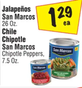 El Super San Marcos 26 Oz. San Marcos Chipotle Peppers, 7.5 Oz offer