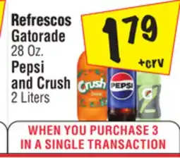 El Super Gatorade 28 Oz. Pepsi and Crush 2 Liters offer