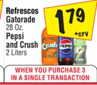 El Super Gatorade 28 Oz. Pepsi and Crush 2 Liters offer