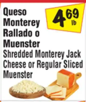 El Super Shredded Monterey Jack Cheese or Regular Sliced Muenster offer