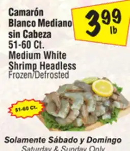 El Super 51-60 Ct. Medium White Shrimp Headless offer