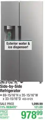 Menards Criterion 26.3 cu. ft. Stainless Steel Side-by-Side Refrigerator offer