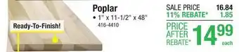 Menards Mastercraft Unfinished Finger-Jointed Poplar 1 x 11 1/2 x 48 Stair Tread offer