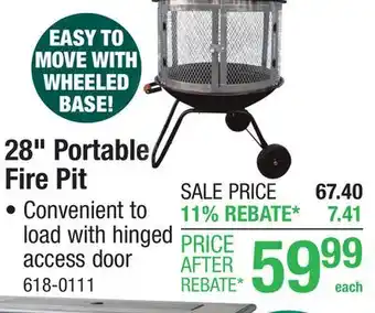 Menards Backyard Creations 28 Portable Steel Fire Pit offer