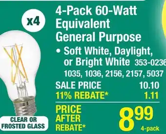 Menards 4-Pack 60-Watt Equivalent General Purpose offer