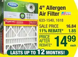 Menards BestAir 20 x 25 x 4 MERV 8 Pleated Air Filter offer