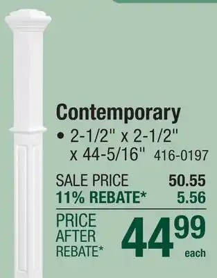 Menards Mastercraft Contemporary Brite White 2-1/2 x 2-1/2 x 44-5/16 Stair Full Newel offer