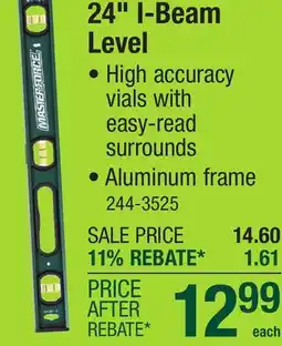 Menards Masterforce 24 I-Beam Level offer