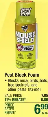 Menards DAP Mouse Shield Pest Block Foam- 12 oz offer