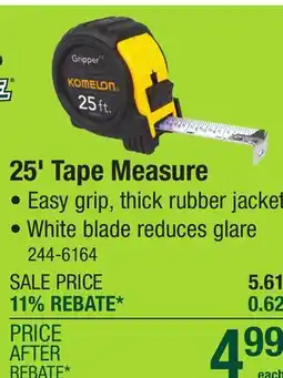 Menards Komelon 25' Gripper Tape Measure offer