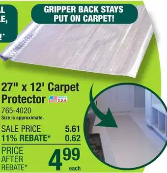 Menards Tenex 27 x 12' Clear Carpet Protector offer