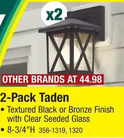 Menards Patriot Lighting Taden Textured Black Outdoor Wall Light 2-Pack offer