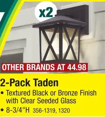 Menards Patriot Lighting Taden Textured Black Outdoor Wall Light 2-Pack offer