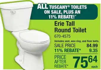 Menards Tuscany Erie 2-Piece White Tall Round Toilet offer